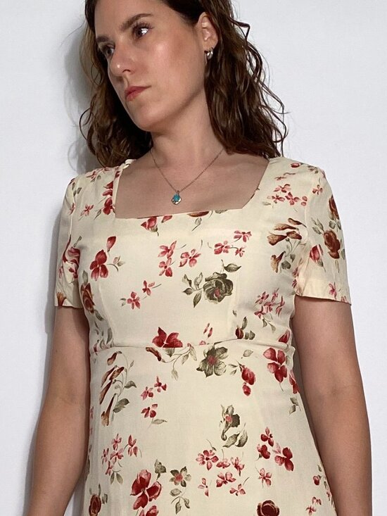 Vintage 1990s EMPIRE WAIST Floral Maxi Dress -- Size 8 - Picture 6 of 8